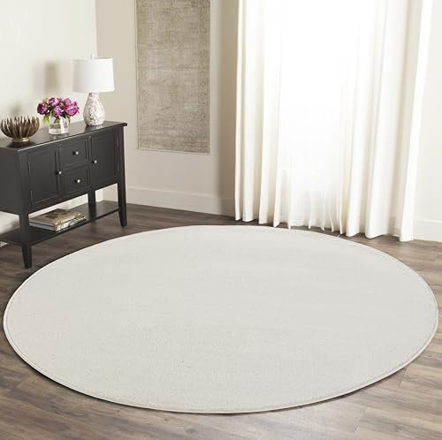 Fashion4Home Teppich Wohnzimmer – Einfarbig Teppich, Uni Teppich fürs Kinderzimmer, Schlafzimmer, Arbeitszimmer, Büro, Flur und Küche - Kurzflor Teppich Cream-Weiß, Größe: 80 cm Rund
