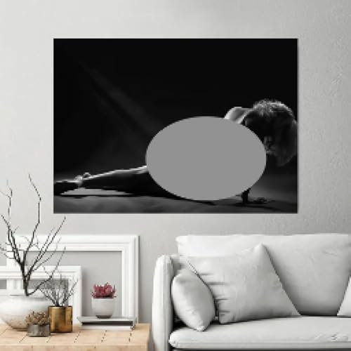 XBTYKPB Nackte Frau, Fotografie im Postkartenstil, Schwarz-Weiß-Poster, kniende Nacktheit, künstlerische Pose, Leinwandkunst, Wandbilder, Gemälde, 60 x 80 cm, rahmenlos