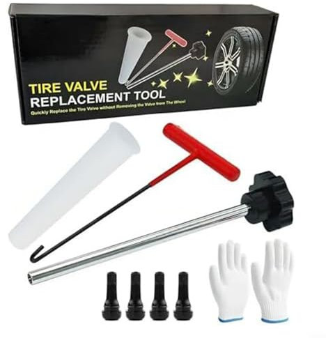 Sandyseptember Reifenventil-Abzieher-Werkzeug-Set, 7-teiliges Reifenventil-Reparatur-Werkzeug-Set für Auto, LKW, Motorrad