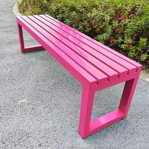 Wetterfeste Gartenbank für Terrasse und Balkon – Metall-Sitzbank für Vorgarten, Park & Garten – 299 kg Tragfähigkeit – Stylische Rosa 100 cm Design