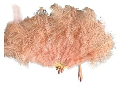 Ostrich Marabou Feather Hand Fan, 13Bones 100/130CM(Pheasant Pink,1 pair(two) 100cm)