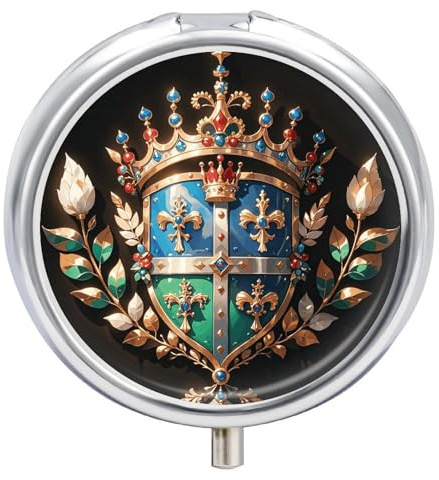 Royal Flower and Crown Tiara Pillendose, 3 Fächer, Reisemedizin, Pillendose, Organizer, 3 x täglich, tragbarer Vitamin-Organizer mit Spiegel, kleine Pillendose für Geldbörse und Tasche, niedlicher