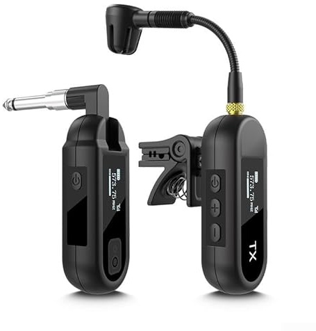 Marchfunny Wireless Clip-On Saxophone Microphone System With 100ft Range Transmission For Trumpet Musical Instrument Performance(1 to 1)