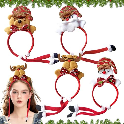 Zkaoai Weihnachts Kopfschmuck, Weihnachten Haarschmuck mit Glöckchen, Weihnachtsstirnband, Weihnachten Haarreif für Kinder Erwachsene, Kopfschmuck Weihnachten Party Zubehör