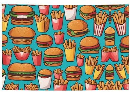 WZYCWB Cartoon Burger Pommes Party Banner für Geburtstage, Weihnachtslieder, Abschlussfeiern und Jubiläen.