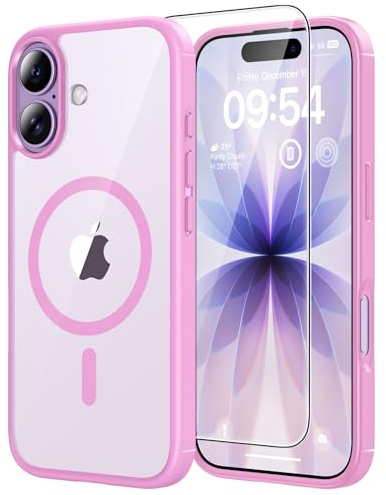 TAURI für iPhone 17 Hülle 6,3 mit Schutzfolie - Rosa | Kompatibel mit MagSafe, Schutz nach Militärstandard, [Anti-Vergilbung] Stoßfest Transparent Magnetisch Handyhülle