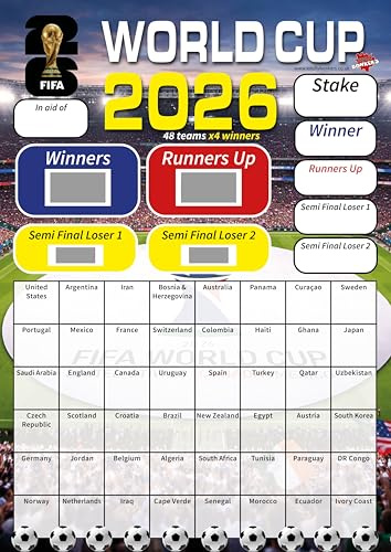 Totally Bonkers - Football World Cup 2026 x4 winners (48) Fundraising Scratch Cards - 48 SQUARE - A3 (420x297mm) -1 Card - TB0142 - Blind Card