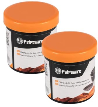 Petromax Pflegepaste 2er-Set - 2 x 200 ml für Gusseisen & Schmiedeeisen | Schützt vor Rost, erhält die Patina und eignet sich ideal zum Einbrennen von Dutch Oven, Grillplatten oder Pfannen.