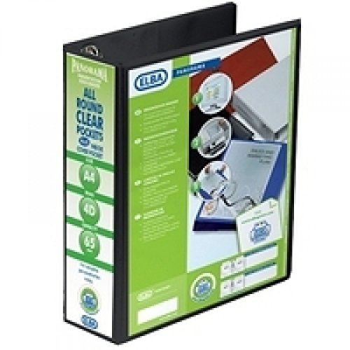 Elba Presentation Lever Arch File Clear Cover Pockets 2-Ring A4 Black Ref 400008439 [Pack 5]