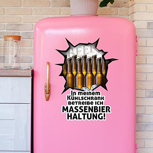 GRAZDesign Kühlschrank Aufkleber, coole Kühlschränke Aufkleber, Folie zum Bekleben, Motiv Bierflaschen mit Spruch / 52x40cm