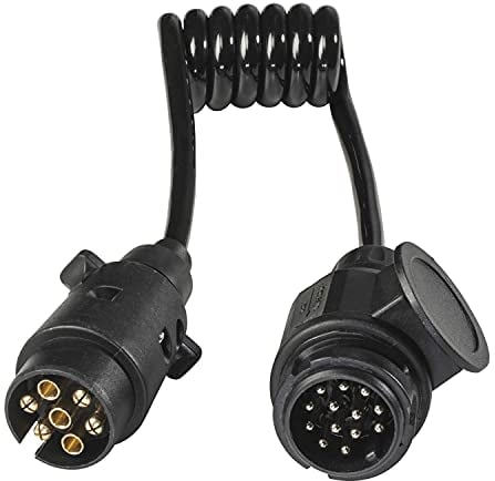 as - Schwabe Anhänger Verlängerungskabel - 13-polig Stecker + 7-polig Stecker - 1 m Spiralkabel H05VV-F 7x1,0 - Für Camping, Caravan, Wohnwagen & Wohnmobil - 12V DC - IP44 wetterfest, 61475