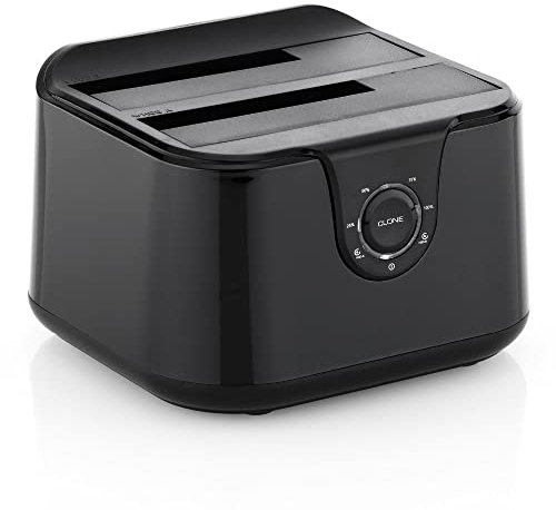 Media Express Docking Station USB 3.0 per Hard Disk da 2.5/3.5 Dual Easy Docking, Duplicatore/Clonatore HD, Hard Disk Non Inclusi, Nero