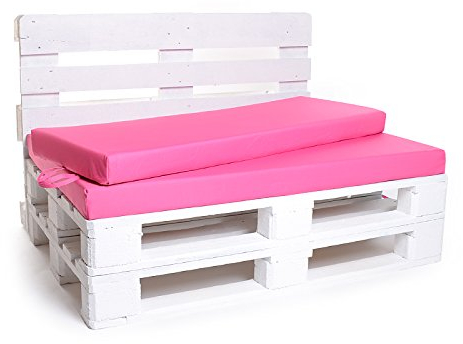 Palettenkissen, Matratzenkissen, Palettenauflage, NYLON pink, 120x80 cm Schaumstofffüllung (Rückenlehne extra bestellbar)