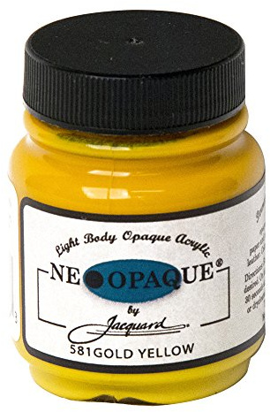 Jacquard Neopaque JAC1581 Gold Yellow Acrylic Paint, Ideal for Fabric, Leather, and Mixed Media, Water-Based and Non-Toxic 2.25 oz Bottle