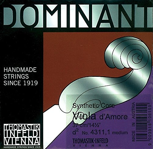 Thomastik Einzelsaite für Viola d'amore Dominant Mensur 38,5cm - D''-Saite Resonanz, Stahl umsponnen