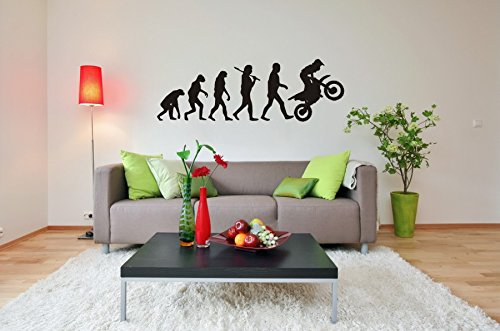 blattwerk-design Wandtattoo, Evolution Motocross, Motorrad, Sportmotiv, Verschiedene Größen und Farben (M061 Grün, 450 mm x 150 mm)