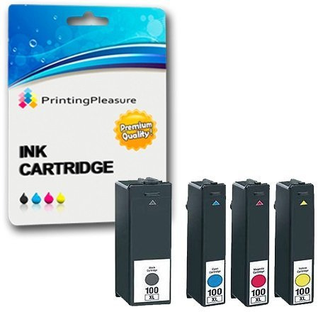 4 Tintenpatronen kompatibel zu 100XL für Lexmark S300 S301 S305 S308 S405 S408 S505 S605 S815 S816 Pro 202 205 208 209 702 705 706 805 901 902 903 905 - Schwarz/Cyan/Magenta/Gelb, hohe Kapazität