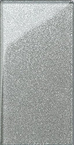Pack of 16 Silver Glitter Subway Tile 75mm x 150mm (MT0113)