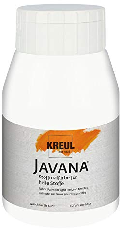 KREUL 90511 - Javana Stoffmalfarbe für helle Stoffe, 500 ml in weiß, geschmeidige Farbe auf Wasserbasis mit cremigem Charakter, dringt fasertief ein, waschecht nach Fixierung