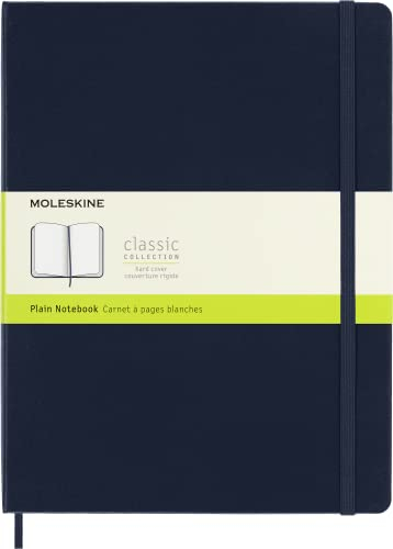 Moleskine - Klassisches Blanko Notizbuch - Hardcover mit Elastischem Verschlussband - Farbe Saphirblau - Größe A4 19 x 25 cm - 208 Seiten
