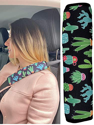 HECKBO 1x Kaktus Auto Gurtschoner für Erwachsene Frauen Frau Gurtschutz Sicherheitsgurt Schulterpolster Schulterkissen Autositze Gurtpolster