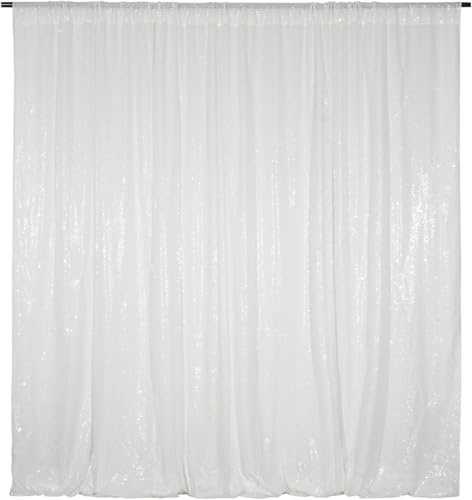 3E Home White Sequin Backdrop,122x213cm(4Ftx7Ft) Glitter Photo Booth Background for Christmas Birthday Wedding Baby Shower Party Decoration