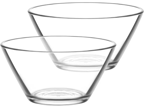 LAV Vega - Salatschüsseln/Rührschüsseln aus Glas - ideal als Servierschalen für Pasta/Popcorn - 2,2 Liter - 2 Stück