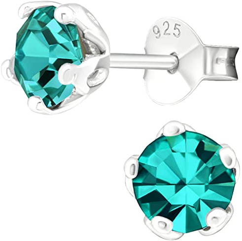 EYS JEWELRY runde Zirkonia Damen Ohrringe Silber 925 - Kristall Ohrstecker 6 mm - Stecker