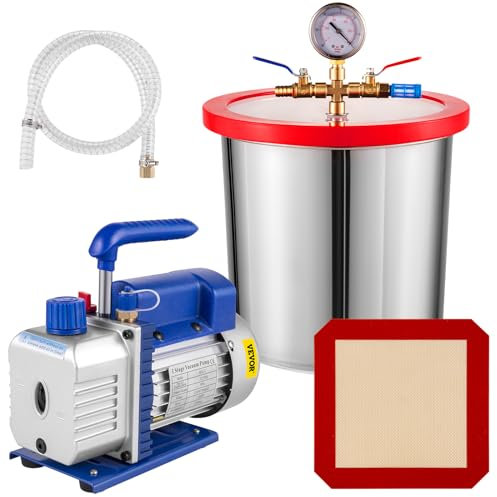 Mophorn Kit de Pompe à Vide 3CFM avec Chambre à Vide de 3 Gallons(13.6L) 220V/50Hz Dégazage de Réfrigérant