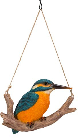 Vivid Arts Hanging Kingfisher on Branch - Hanging Garden Ornament (HGF-016)