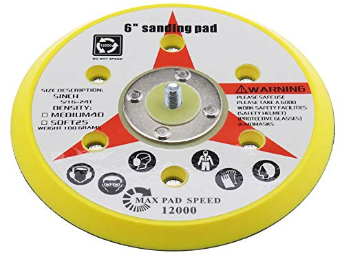YINETTECH 6 Inch Hook and Loop Sander Backing Pad 150mm M8 6 Holes Polishing Backer Plate Random Orbital Polishing Waxing Buffing Electric Grinder Sander Tool