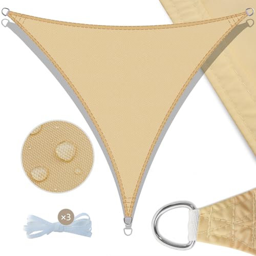 UMI Toldo Vela 3,6x3,6x3,6m Triangular Impermeable Vela de Sombra Protección Rayos UV Toldos Exterior Terraza para Patio Jardín- Arena