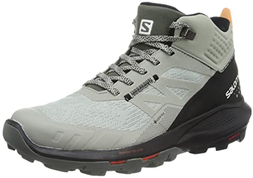 Salomon Herren Outpulse Mid Gore-tex Hiking Boots for Men Kletterschuh, Wrought Iron/Black/Vibrant Orange, 44 2/3 EU