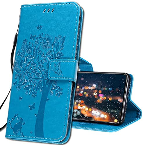 IMIRST Coque pour Xiaomi Redmi Note 7 Rabat Étui, Xiaomi Redmi Note 7 Protection Housse en Cuir PU, Coques Portefeuille pour Xiaomi Redmi Note 7 Smartphone. KT1 Wish Tree Blue