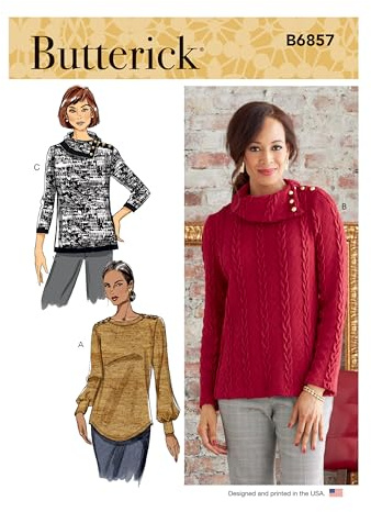 Butterick B6857A Damen Top/Weste A (XS-S-M-L-XL-XXL), Papier