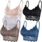 Duufin 5 Stück Spitzen BH Bralette Spitze Gepolstert für Damen und Mädchen(Weiß, Schwarz, Beige, Stahlblau, Rosy Brown, L-XL)