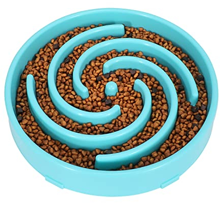 LEACOOLKEY Large Slow Feeder Dog Bowl,Maze Interactive Dog Food Bowl,Anti Gulping Healthy Eating,Stop Bloat Pet Slow Down Feeding Dishes for Medium/Big Dogs(Blue)