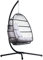 Livingshire Foldable Hanging Egg Chair | Rattan Weave Egg Garden Chair with Stand | Hanging Swing Chair for Garden, Patio, Outdoor, and Indoor (Grey)