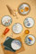 Porland Flower Garden 6 dessert plate set mixed color - 6 person cake plates - porcelain dishwasher and microwave safe. Lifetime pattern guaranteed.