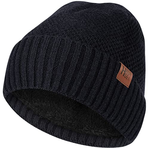 HASAGEI Strickmütze Herren Damen, Beanie Mütze Damen, Thermo Atmungsaktiv Winter Mütze, Weiches Fleecefutter Warm Wintermütze Unisex Cuffed Beanie Hats
