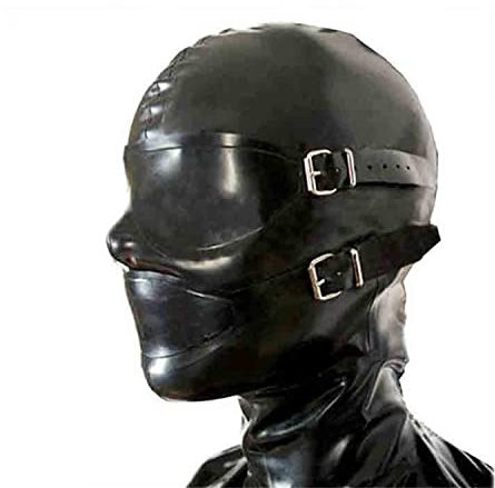 GITDOT Latex Tête Couverture, Caoutchouc TêteMasque Cagoule en Latex pour Cosplay Le Jeu de rôle Party Vêtements de Club (XL) Noir