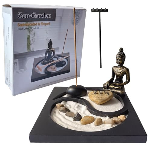 Japanese Miniature Zen Garden Set for Meditation, Home Decor or Gifting (Design A)