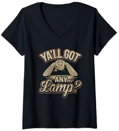 Damen Y'all Got Any Lamp? Motte T-Shirt mit V-Ausschnitt