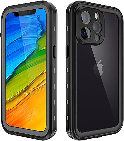 ZOETEC for iPhone 13 Pro Waterproof Case, 360 Full Sealed with Built-in Screen Protector Shockproof Dustproof Clear Case 6.1 inch (Black)