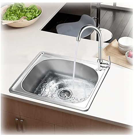 Lavello da Cucina in Acciaio Inossidabile, Kit Di Scarto Di Filtro, Lavandino Camper, Ciotola Singola Quadrata, Lavandini per Lavastoviglie Vegetale, con Cuscinetto da Soundbsorbing) , ATAAY , Argent