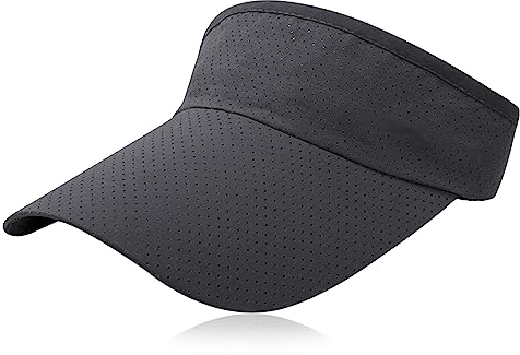 Casquette Visière Femme Eté Casquette du Sports Pare-Soleil avec Bord Large Top Vide Chapeau de Soleil Visière Anti-UV Serre-tête Réglable Casquette de Golf Cyclisme Courir Loisirs Plein Air (Gris)