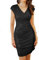GRACE KARIN Damen Bleistiftkleid Slim Fit Ärmellos V-Ausschnitt Glitzernd Pailletten Clubwear Partykleider Schwarz L