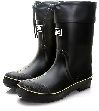 Jesindr Stivali Gomma Uomo, Pioggia Antiscivolo Adulto Antinfortunistica Stivali, Leggere Comodeda Esterno Scarpe da Giardino, Nero Giallo, 44 EU