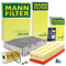 MANN-FILTER Inspektionspaket Filterset 1x Ölfilter, 1x Luftfilter, 1x Innenraumfilter (Aktivkohlefilter), 1x Ölablassschraube, 1x Ölwechselanhänger,
