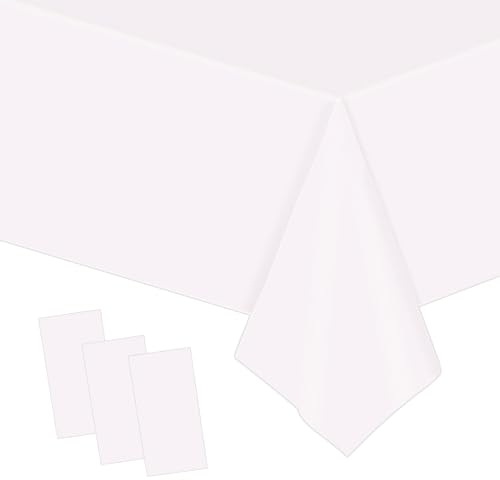 3 Stück Tischdecke Weiß Einweg,137 * 274cm Papiertischdecke Weiß Tischtuch Tischdecke Weiß Papier,wasserdichte Tischdecke Weiß Tischdecken für Party,Picknick,Geburtstags,Hochzeit,Weihnachten